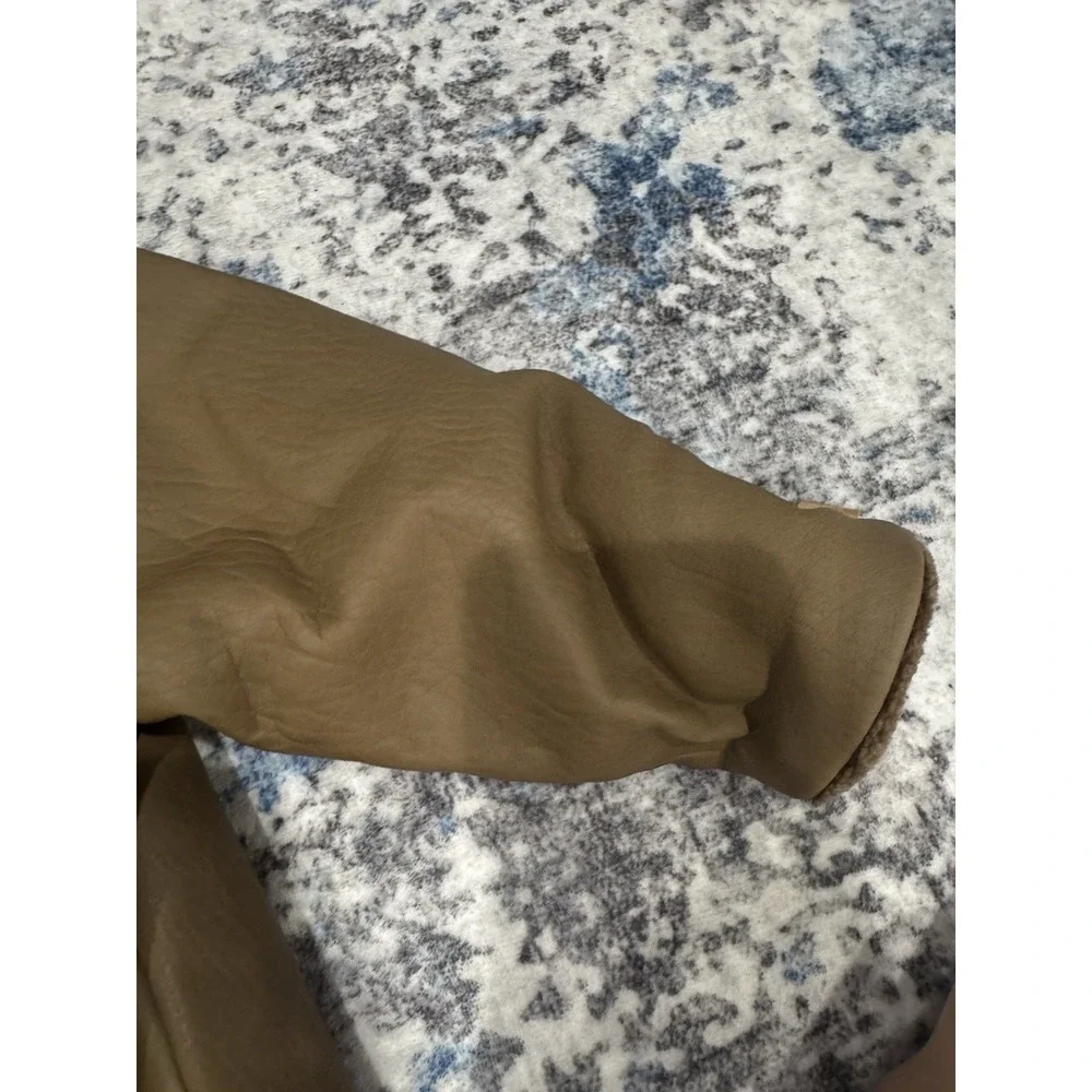 Vintage The Children's Place Brown Faux Leather Sherpa Jacket Baby Boy 24M Y2K
